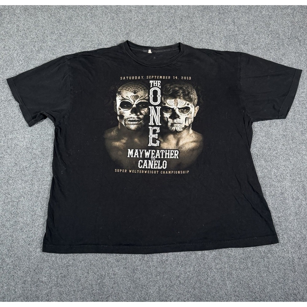 2013‎ Mayweather vs Canelo The One Boxing T Shirt Black Sugar Skull Fight Tee